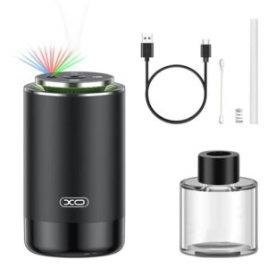 xo humidificador ideal para vehiculos y espacios pequeños bateria 300mah capacidad 50ml led color negro
