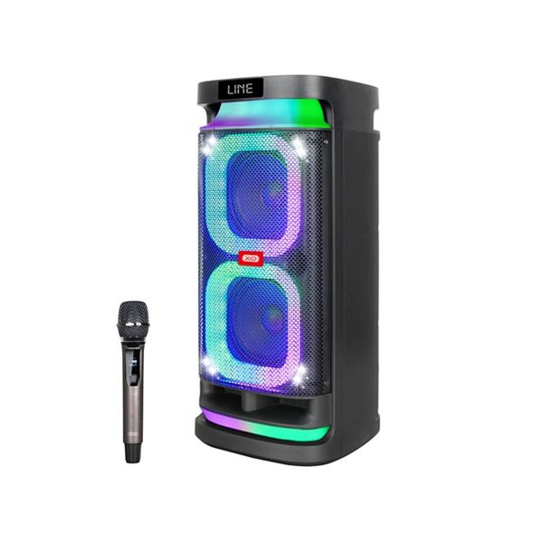xo f58 altavoz karaoke bluetooth 40w iluminacion rgb microfono inalambrico incluido entrada para instrumentos y microfonos adicionales color negro