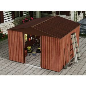 sungarden caseta de metal puerta corredera 9.14m2 color madera