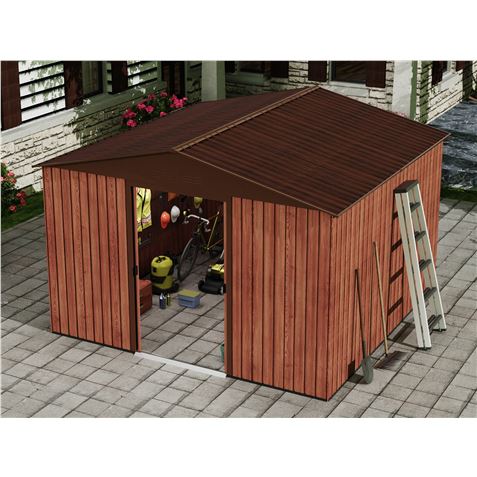 sungarden caseta de metal puerta corredera 9.14m2 color madera