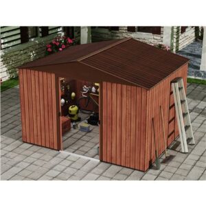 sungarden caseta de metal puerta corredera 7.4m2 color madera