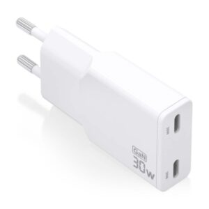 aisens cargador gan ultra delgado 30w 2xusb c pd3.0 qc4.0 color blanco