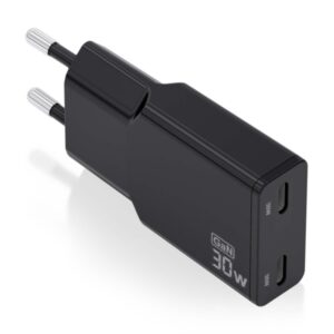 aisens cargador gan ultra delgado 30w 2xusb c pd3.0 qc4.0 color negro