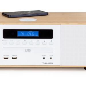 thomson mic201ibt micro cadena bluetooth cargador induccion potencia musical 50w color madera/blanco