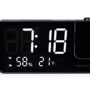 thomson cp100t radio reloj despertador proyeccion y temperatura interior alarma dual color negro