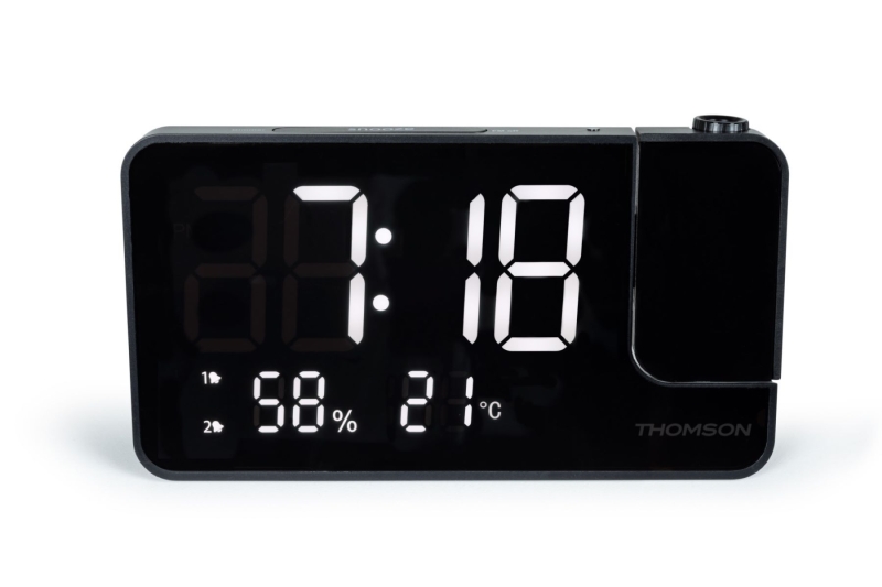 thomson cp100t radio reloj despertador proyeccion y temperatura interior alarma dual color negro