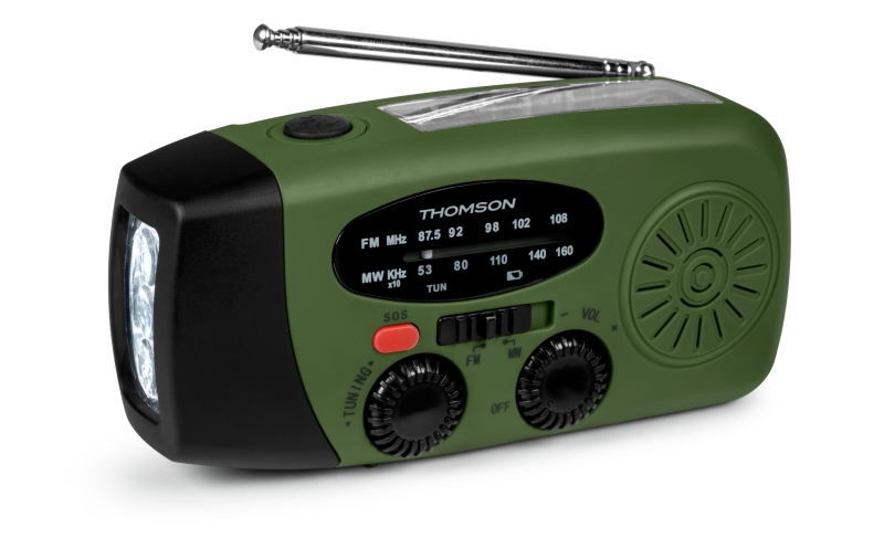 thomson rt260 radio linterna de emergencia funcion powerbank color verde