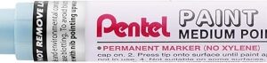pentel paint marker marcador de pintura punta media 4.5mm permanente en todas las superficies resistente a luz y agua cuerpo de aluminio color azul claro perla