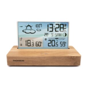 thomson ct600 estacion meteorologica reloj despertador color madera/blanco