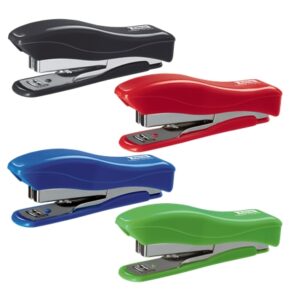 petrus 200 liliput recycled grapadora + 1 caja de 1.000 grapas 23/6 hasta 12 hojas grapas 23/6 fabricada con un 85% de plastico reciclado grapado cerrado y clavado colores surtidos