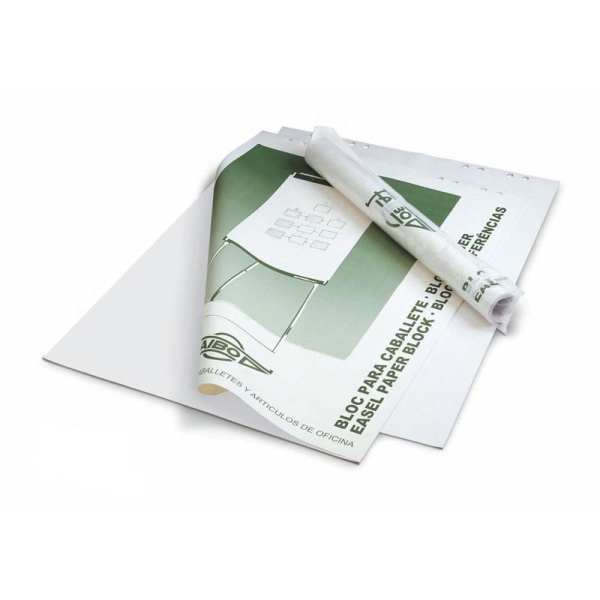 faibo bloc de 25 hojas lisas 65x90cm para caballetes sistema multitaladro color blanco