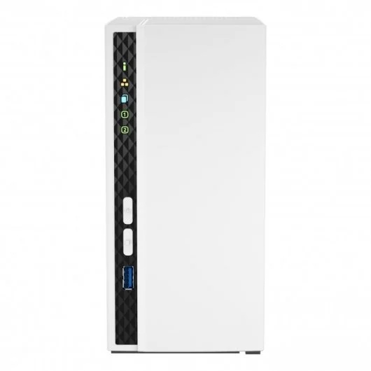 qnap ts 233 nas torre procesador arm cortex a55 memoria 2gb 2 bahias 2.5", 3.5" usb, rj 45 ventilador 80mm