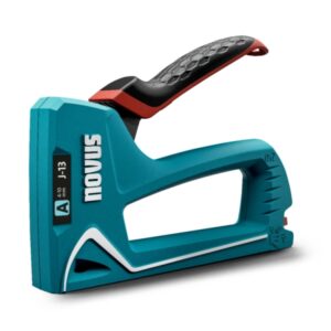 novus j13 clavadora/grapadora para grapas de 4 a 10mm carga inferior con desbloqueo de seguridad bloqueo del mango indicador de cantidad de grapas restante