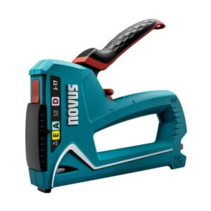 novus j17 clavadora/grapadora para grapas de 6 a 14mm y clavos de hasta 16mm cambio de grapa mediante mecanismo de desplazamiento bloqueo del mango indicador de cantidad de grapas restante