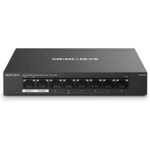 mercusys switch 8 puertos gigabit rj45 10/100/1000mbps 7 puertos poe diseño compacto plug & play carcasa de metal