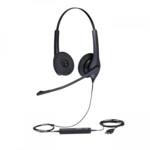 jabra biz 1500 duo auriculares con microfono plegable usb cancelacion de ruido diadema ajustable controles en cable cable de 2.3m color negro