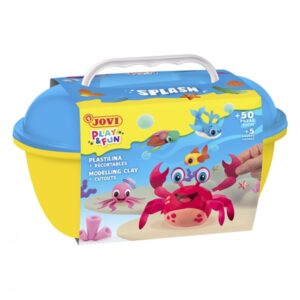jovi play & fun cofre splash con 24 barras de plastilina 15gr + modeladores + recortables sin gluten base vegetal no se seca colores surtidos