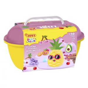 jovi play & fun cofre sweet con 24 barras de plastilina 15gr + modeladores + recortables sin gluten base vegetal no se seca colores surtidos