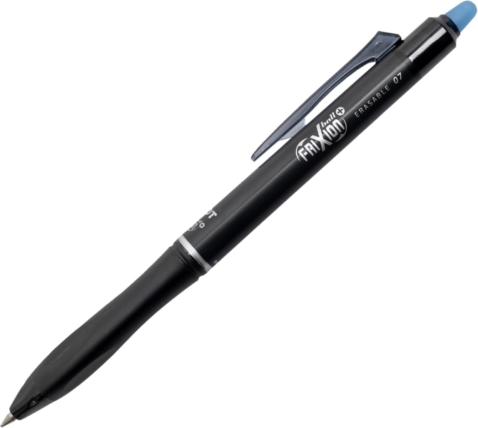 pilot frixion ball plus boligrafo borrable punta de 0.7mm y trazo de 0.35mm recargables 80% de plastico reclclado color azul