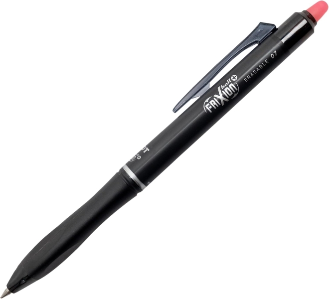 pilot frixion ball plus boligrafo borrable punta de 0.7mm y trazo de 0.35mm recargables 80% de plastico reclclado color rojo