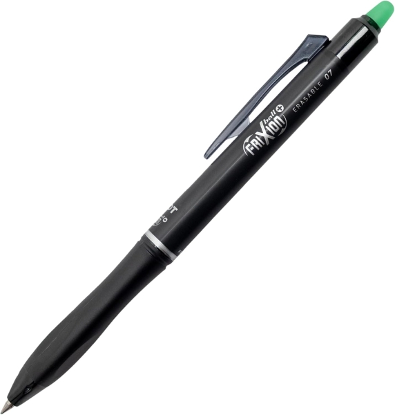 pilot frixion ball plus boligrafo borrable punta de 0.7mm y trazo de 0.35mm recargables 80% de plastico reclclado color verde