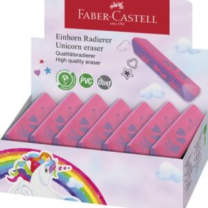 faber castell unicornio goma de borrar sin pvc forma triangular ergonomica sin residuos borrado limpio y facil