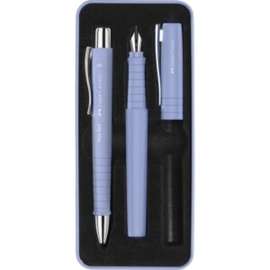 faber castell poly pack de boligrafo poly ball y pluma estilografica poly pen con plumin b clip de metal color azul claro