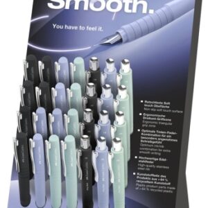 faber castell poly expositor con 12 boligrafos poly ball y 16 plumas estilograficas poly pen clip de metal colores surtidos