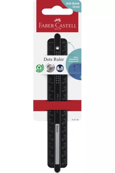 faber castell dots regla recta 15cm panel para nombre escalas para zurdos y diestros color negro