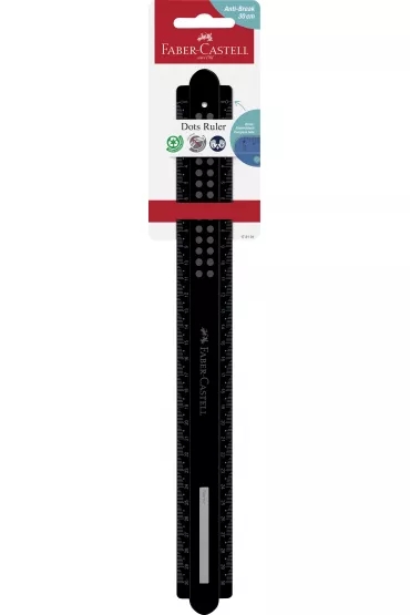 faber castell dots regla recta 30cm panel para nombre escalas para zurdos y diestros color negro