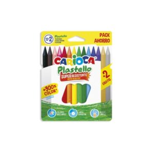 carioca plastello pack de 12+2 plasticeras extra limpias no dejan color en las manos faciles de afilar colores surtidos brillantes y lavables