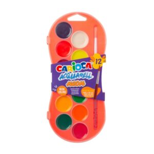 carioca acuarell neon pack de 12 acuarelas en pastillas de Ø 30mm brillantes facilmente mezclables colores neon surtidos