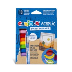 carioca acrylic pack de 10 marcadores de pintura acrilica punta pincel tinta a base de agua alta cobertura colores surtidos