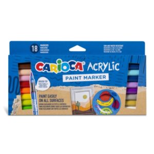 carioca acrylic pack de 18 marcadores de pintura acrilica punta pincel tinta a base de agua alta cobertura colores surtidos