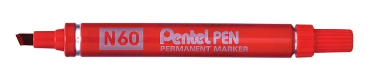 pentel pen n60 rotulador permanente punta biselada resistente y duradera resistente a agua y luz color rojo