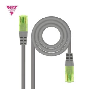 nanocable cable red latiguillo cat.6 utp awg26 cca longitud 0.30m color gris