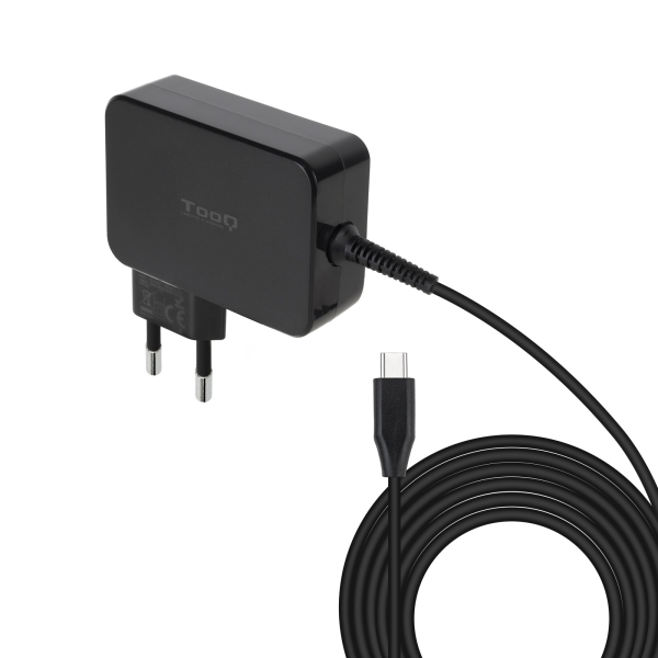tooq cargador de portatil gan usb c/pd 100w cable de 1.80m color negro