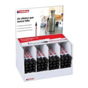 edding 3000 expositor con 48 rotuladores permanentes punta redonda de 1.5mm trazo entre 1.5 y 3mm recargable secado rapido color negro
