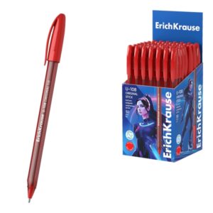 erichkrause u 108 boligrafo clasico punta de bola 1.0mm trazo de 0.3mm tapa ventilada cuerpo translucido y tintado ultra glide technology color rojo