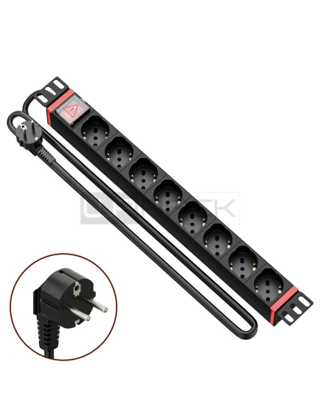 wp regleta 8 schukos para rack 19" 1u