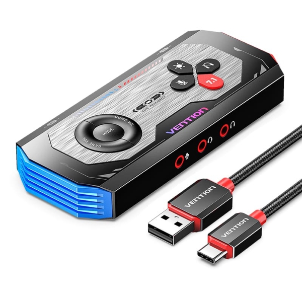 vention tarjeta de sonido gaming usb c 7.1 color gris