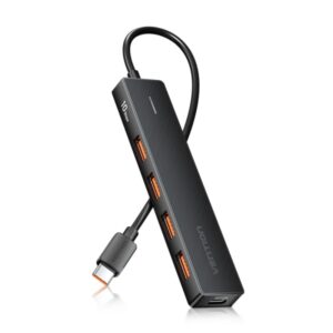 vention hub 5 en 1 usb c a 4xusb 3.2 gen2/usb c 10g 0.15m color negro