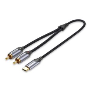 vention cable usb c a 2xrca macho 1m trenzado color gris
