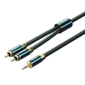 vention cable jack 3.5 a 2xrca macho 1m trenzado color verde