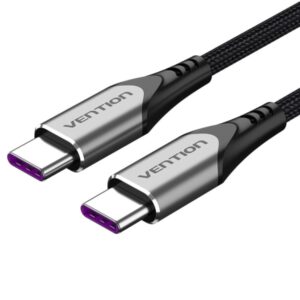 vention cable usb c 2.0 a usb c 2.0 5a 100w 1.5m trenzado color gris