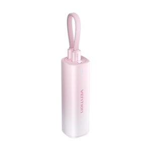 vention powerbank 5000mah usb c, lightning carga rapida 20w color rosa