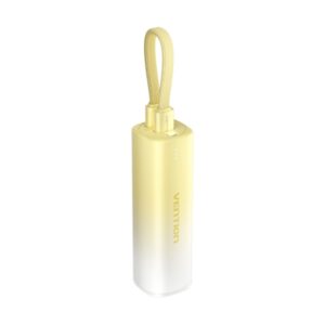 vention powerbank 5000mah usb c, lightning carga rapida 20w color amarillo