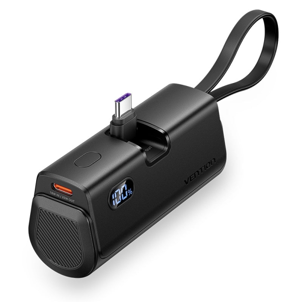 vention powerbank 4800mah usb c carga rapida 22.5w conector plegable color negro