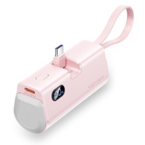 vention powerbank 4800mah usb c carga rapida 22.5w conector plegable color rosa