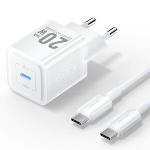 vention cargador de pared gan usb c 20w cable usb c 1m color blanco